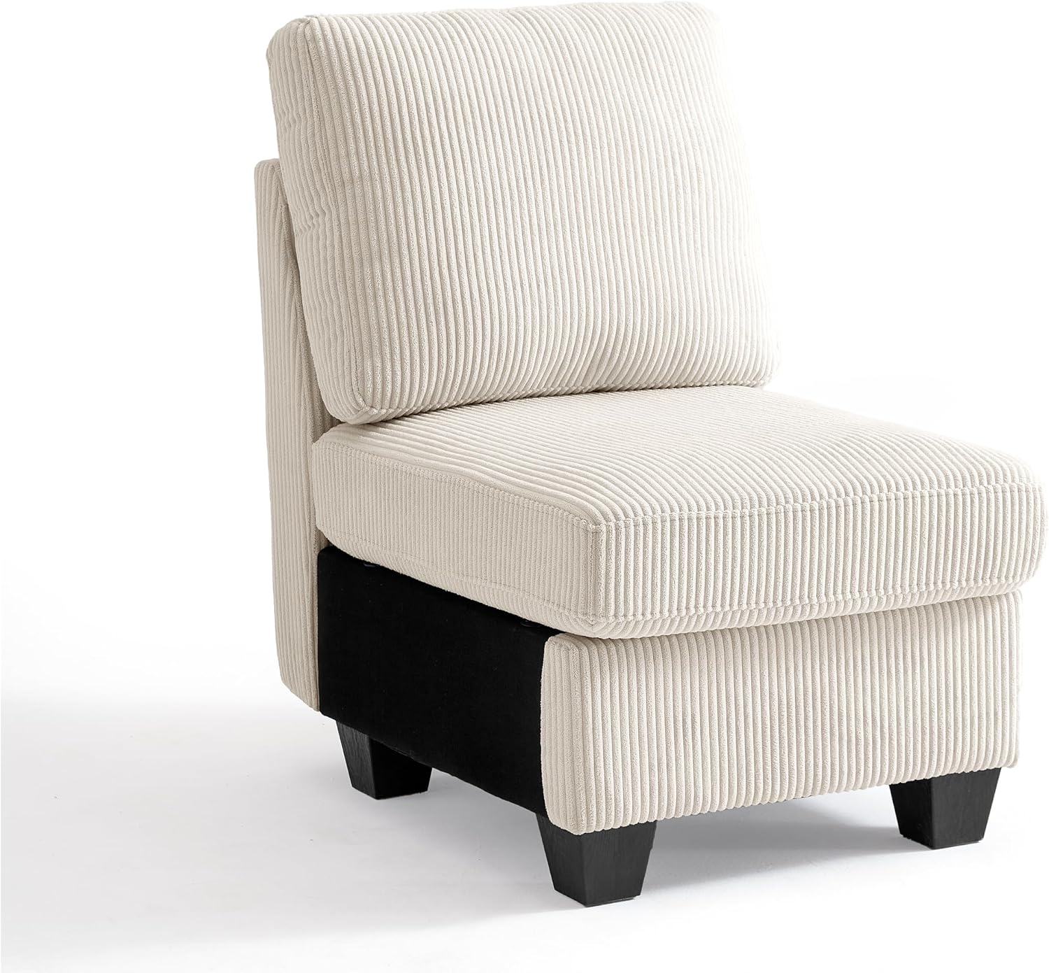 CHIC HOUSE Middle Module for Modular Couch, Corduroy Customizable Chaise, Storage Ottoman for Sectional Sofa, Armrest, Single/Double Seater