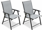 Outdoor Patio Chairs Set of 2, Gray Stackable Portable Deck Chairs for Garden, Camping and Travel, Space Saving Foldable Outdoor Dining Chairs, Weather Resistant Stackable Lawn Chairs