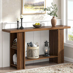 FOLUBAN Entryway Table, Modern Wood Console Table with Bottom & Side Storage Shelves, 2 Tier Sofa Table Behind Couch for Living Room, Long Hallway Table for Home Decor, 53 Inch, Walnut