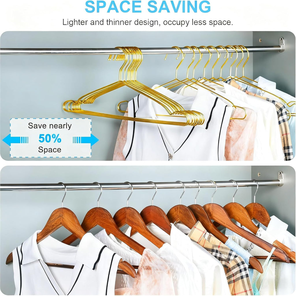 Gold Hangers Clothes 30 Pack Coat Hangers Non Slip Wire Hanger Clothing Heavy Duty Seropy Metal Hangers Space Saving Ultra Thin of Stainless Steel Hanger 16.5 Inch