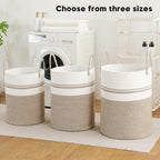 Laundry Basket Hamper Tall Rope Storage Woven for Blanket toys Dirty Clothes in Living Room Bathroom Bedroom (Brown&White, 60L/15.8Gal)