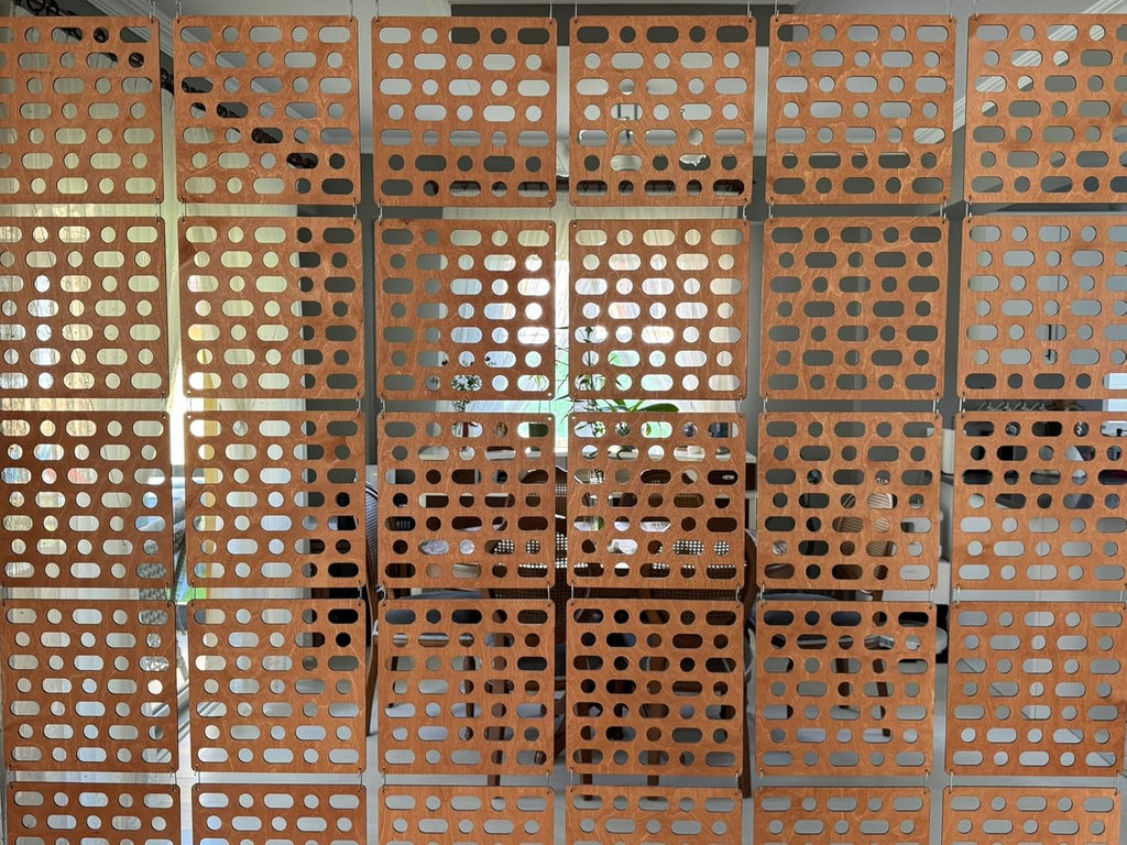Teak Hanging Room Divider Panels, Set of 12