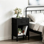 Black Nightstand with Drawers,Small Night Stand,Black Bedside Table | Morden Nightstand,Black Wood Nightstand,Bedside Table with Drawers,Farmhouse End Table,Black Side Tables Bedroom LET512B