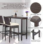 Outdoor Bar Table Patio Counter Height Table 45" Long Wicker High Top Pub Table Tall Console Table Rectangle Narrow with Adjustable Feet for Hot Tub Balcony Garden Outside Pool Deck Backyard Brown