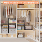 5-Tier Large Stackable Closet Organizer and Storage Basket, Sturdy Closet Shelf Organizer with Wood Top, Stackable Storage Bins Cubes for Clothes with Adjustable Shelf for Wardrobe Organization