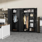 Greenvelly Metal Storage Wardrobe with Lock Door, 72" Steel Storage Wardrobe Cabinet,Employees Locker Closet Clothing Coat Steel Wardrobe Cabinet with Hanging Rod for Garage,Home, Office,Gym
