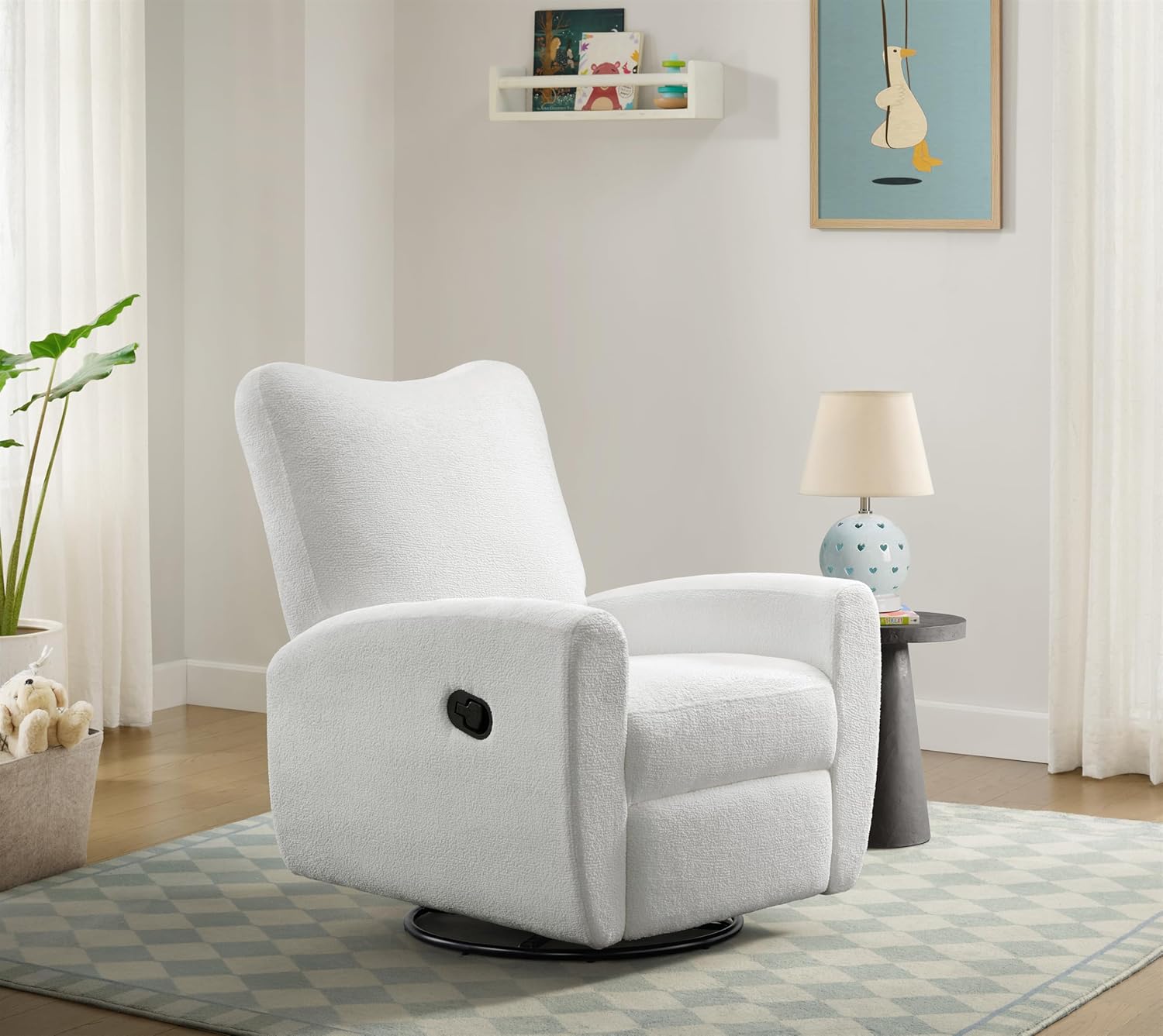 Oxford Baby Synergy Glider Recliner Rocking Chair 360° Swivel for Nursery and Living Room - Plush White