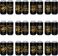 40th Birthday Party Decorations Slim Can Cooler Sleeves, Neoprene Can Sleeves for 12 oz Cans & Bottles, 12 Pack Black and Gold 40th Birthday Gift for Men & Women, 4 Design