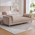 mikibama 83.1" Extra Long Ottoman Bench for Bedroom,Oversized Chenille Upholstered Chaise Lounge Sofa Benches,Modern End of Bed Bench with Arms,Lounger Daybed Couch with Pillows (Wheat)