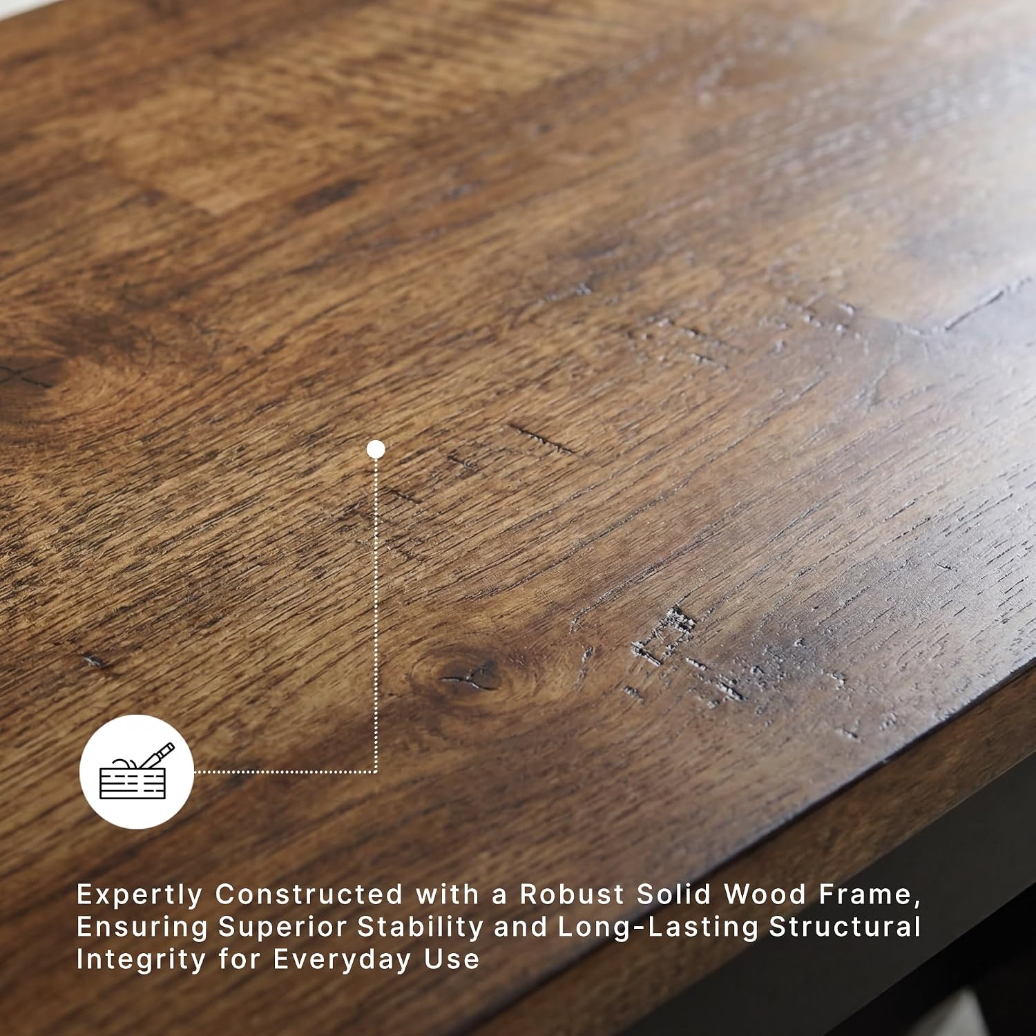 Signature Design by Ashley Wildenauer Dining Bench, 48 Inch Farmhouse Two Tone Wooden Seating with Solid Wood Frame, Mango Veneer and MDF Substrate Seat, Casual Entryway or Kitchen Use, Brown/Black