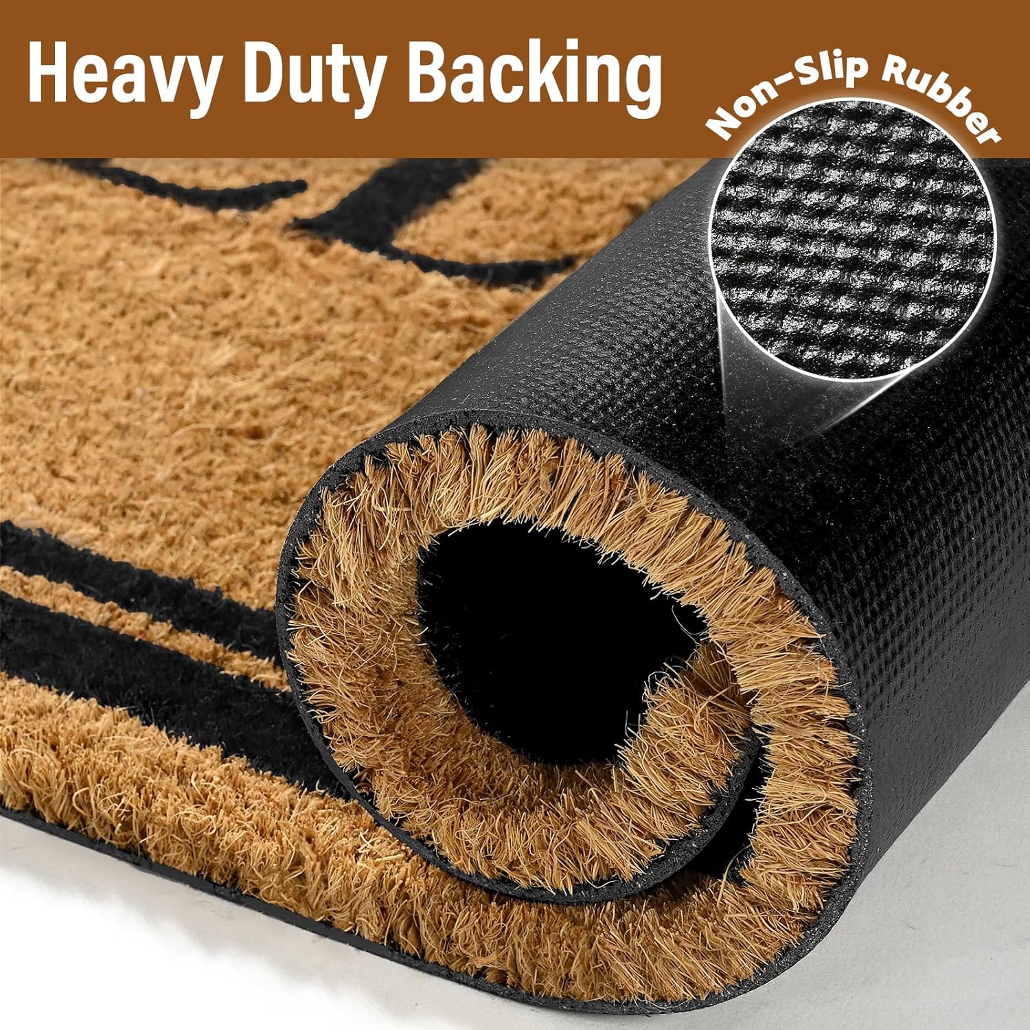Kelarea Coco Coir Welcome Door Mat with Heavy Duty Backing, 17" x 30" Non-Slip, Easy Clean Mat for Front Door, Entrance, Porch, Indoor/Outdoor