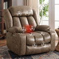 Oversized Power Lift Recliner Chair for Elderly, Big and Tall with Massage and Heating, Breathable Faux Leather with Metal Cup Holders, USB A&C Ports, Light Brown