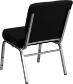 Flash Furniture HERCULES Series 21''W Stacking Church Chair in Black Fabric - Silver Vein Frame