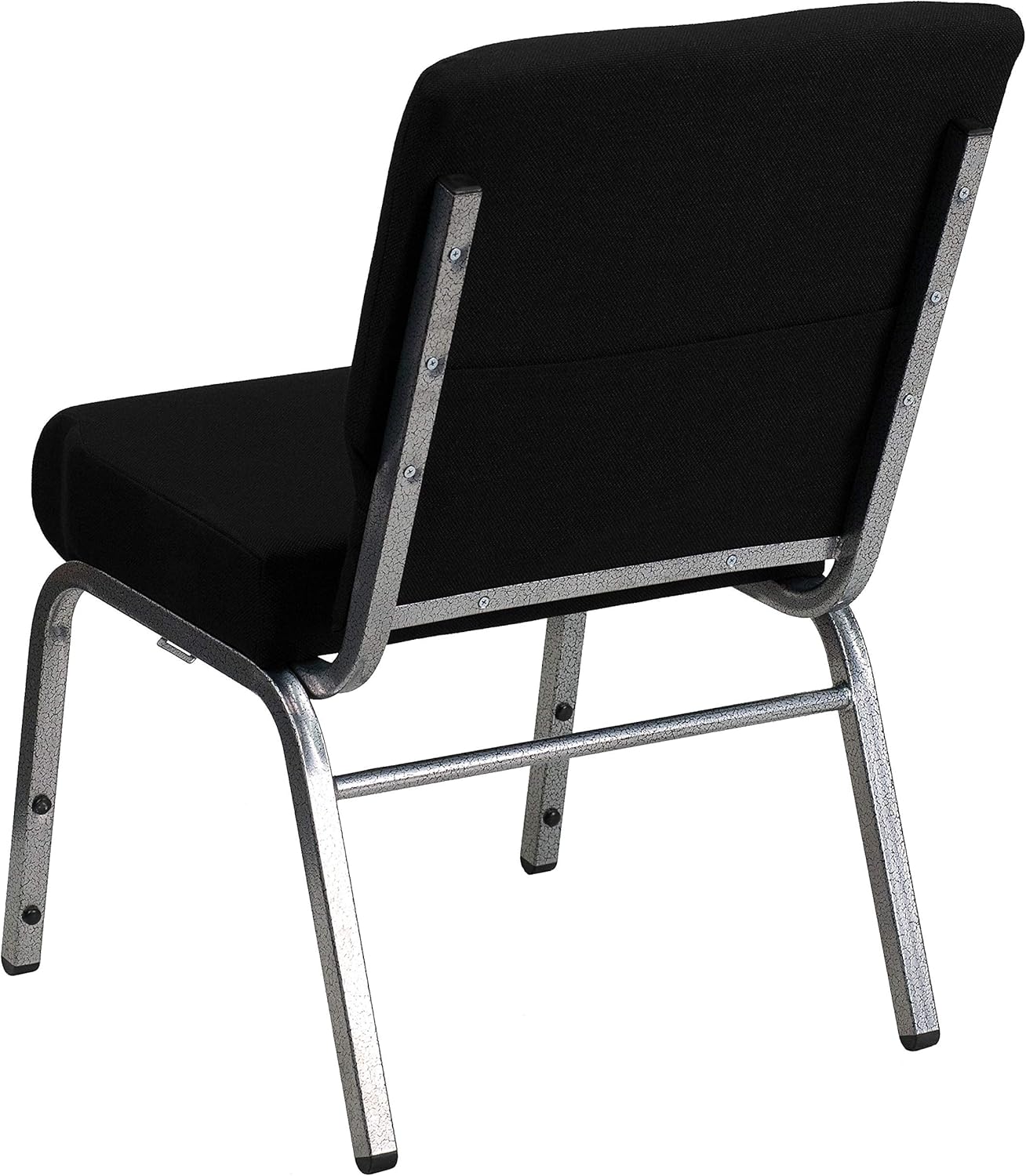 Flash Furniture HERCULES Series 21''W Stacking Church Chair in Black Fabric - Silver Vein Frame