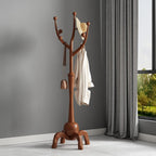 Wood Freestanding Coat Rack with 8 Hooks Coat Tree Standing,Walnut | Wooden Creative Clothes Hanger with Sturdy Sphere Base and Tree Branch Hooks 160lb Load Capacity for Entryway Hallway Bedroom