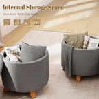 18" Round Storage Ottoman,Tufted Upholstered Foot Stool with Reversible Tray Lid for Living Room Bedroom Office, Gray