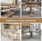 ZJhome Dining Chairs Set of 4, Mid-Century Modern Wooden Kitchen Chairs with Linen Upholstery - Low-Back Woven Design for Kitchen & Dining Room, Beige Fabric