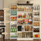 Tall Kitchen Pantry Cabinet: Food Pantry Cabinets for Kitchen Storage, Off White Wood Storage Cabinet with 2 Doors, Farmhouse Cabinets with Freestanding Cupboard