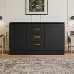 AFI, Charleston Queen Wood Murphy Bed Chest with 6" Mattress, Black
