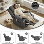 Rocker Recliner Chair with Heat and Massage,360°Swivel Nursery Recliner Chair for Adults,Modern PU Leather Recliner Single Sofa Seat with 2 Cup Holders and Side Pocket (Grey)