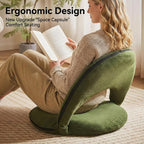 Foldable Floor Chair with Back Support, Tatami Style Floor Lounger for Bedroom, Bay Window, Balcony, Living Room, or Bedside – Single Seat with Backrest Cushion