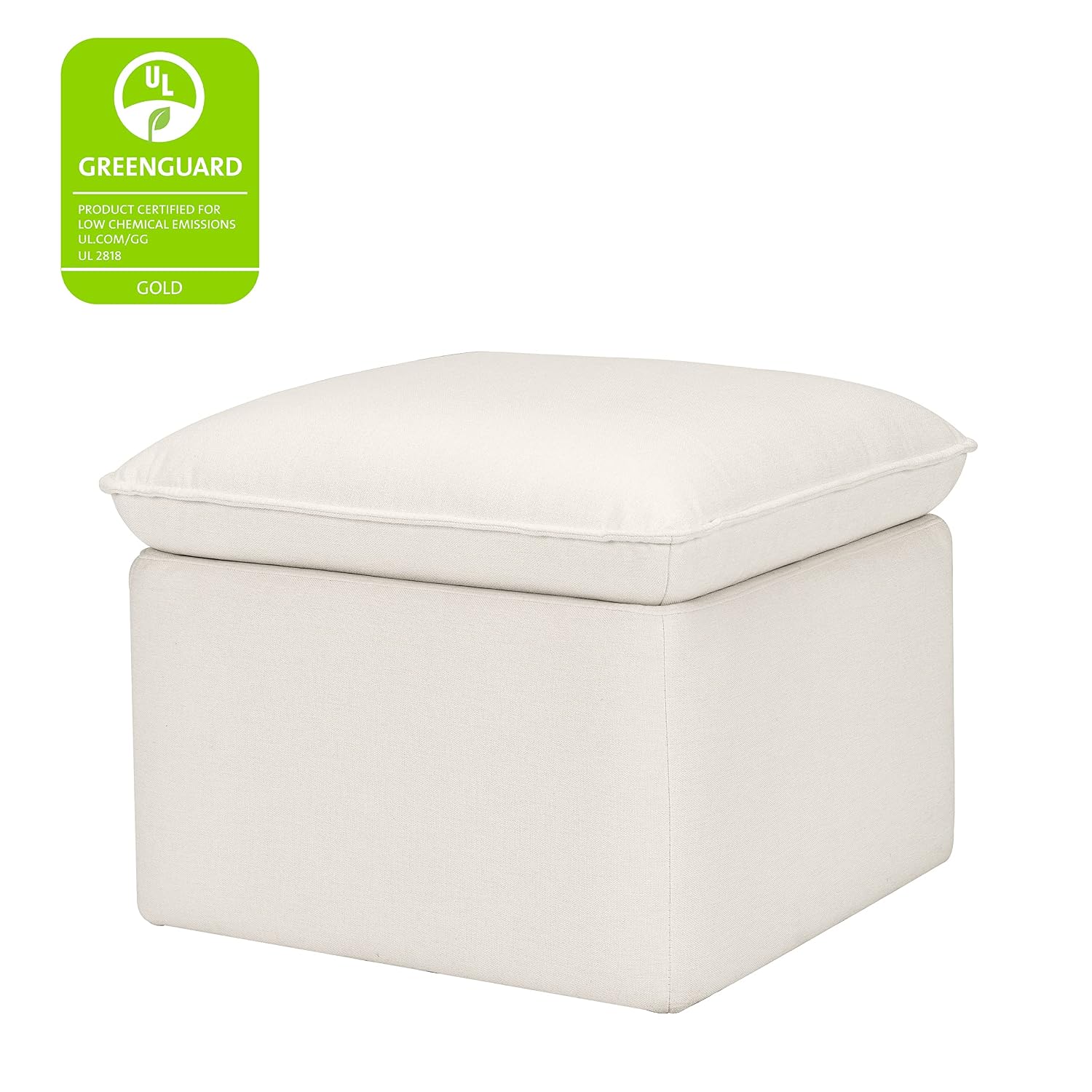 Babyletto Cali Storage Ottoman in Performance Cream Eco-Weave, Water Repellent & Stain Resistant, Greenguard Gold Certified and CertiPUR-US® Certified