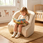 Kids Bean Bag Chair, Toddler Couch with Storage Pocket, Soft Foam Baby Lounger for Playroom, Space-Saving Floor Chair for Boys & Girls (Child's Chair)