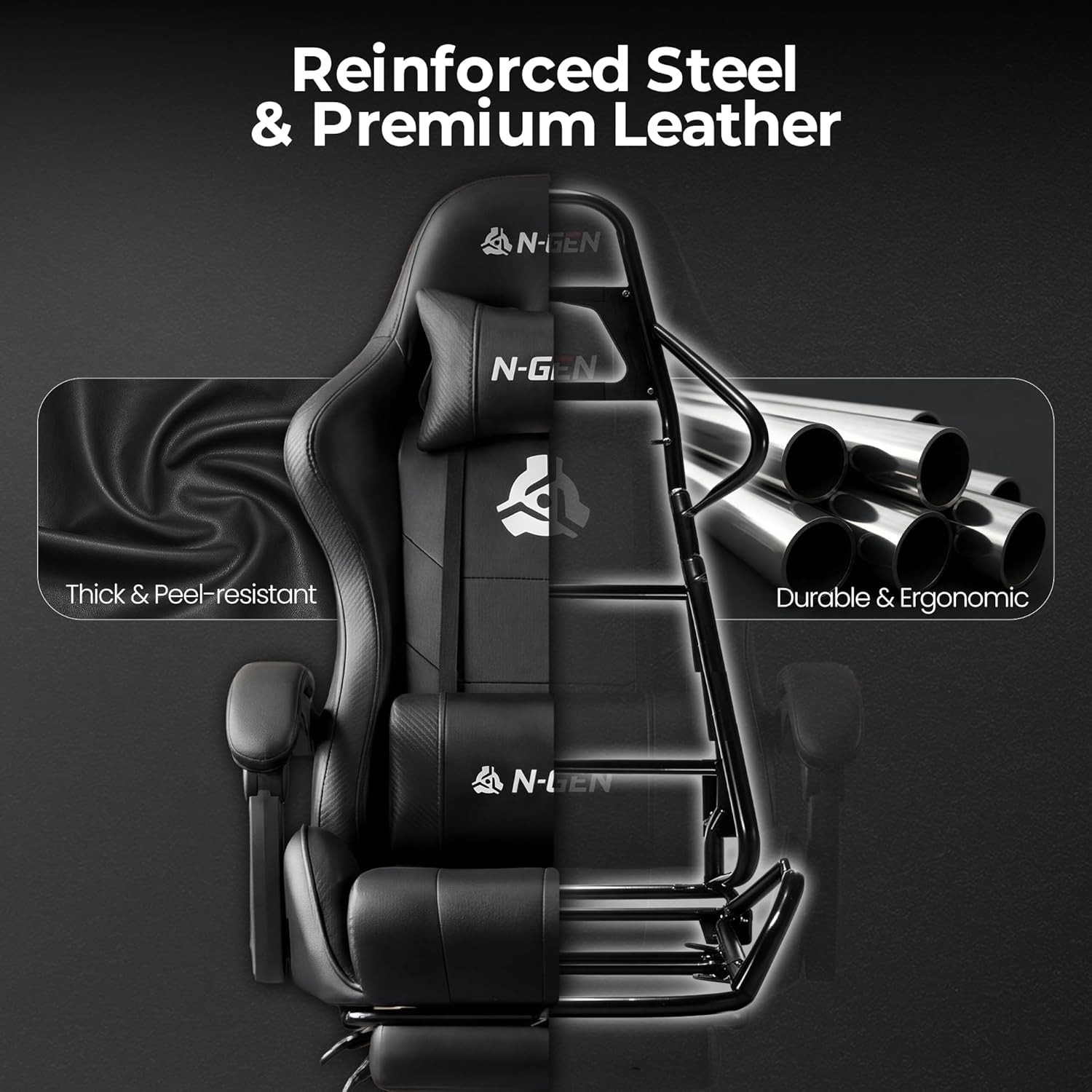 NEO CHAIR Video Gaming Chair with Footrest High Back Ergonomic Comfortable Office Computer Desk with Lumbar Support Height Adjustable with PU Leather Recliner for Adults Women Men (Black)