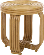 SAFAVIEH Furniture - Asleesh Round Accent Table - Natural Rattan - Fully Assembled - Ideal for Living Room, Bedroom, 16.5" W x 16.5" D x 17.7" H (ACC9901A)