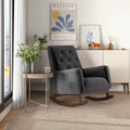 Premium Demetrius Light Grey Fabric Solid Wood Rocking Chair for Livin,A4 | Solid wood frame with high-density foam, stain-resistant fabric, supports 300lbs, versatile for nursery, living room, be
