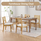 Westice Rattan Dining Chairs Set of 4, French Country Dining Room Chairs with Upholstered Cushion, Wood Armless Chairs for Kitchen/Restaurant