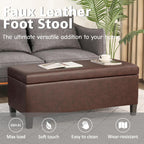 Homebeez 42 Inch Faux Leather Storage Ottoman Bench with Lift Top, Modern Rectangular Foot Rest for Living Room, Bedroom, Entryway, End of Bed, Blackened Red