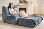 Bean Bag Pouf Ottoman, Foot Stool, Foot Rest with Memory Foam Filled, Rectangle Ottoman for Living Room, Bedroom, Office (Grey Plush)