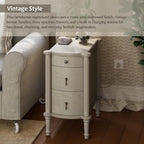 COZAYH Farmhouse 3 Drawer Nightstand with Charging Station, Bedside Table with Vintage Bronze Handles for Bedroom, Almost Fully Assembled, Solid Pine Legs, Distressed Finish, Rustic Gray