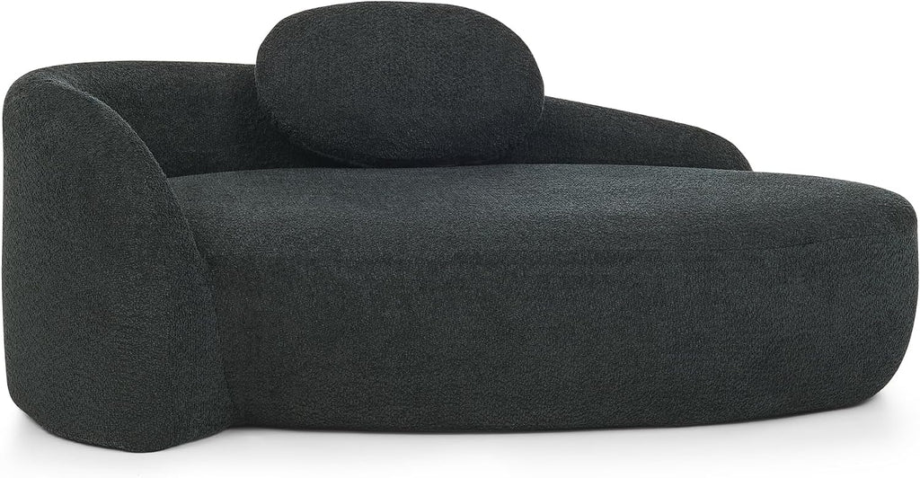 Full Foam Chaise Lounge Chair Indoor, Boucle Upholstered Boneless Chaise Lounge Sofa Bed, Right Facing Leisure Cloud Recliner Couches Sleeper Daybed for Living Room