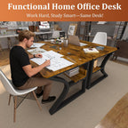 AZN Computer Desk, 47x24 in Computer Desk, Office Desk w/Storage & U-Size Metal Frame for Home Office Bedroom Gaming, Office Desk w/Water-Resistant, Scratchproof Surface, Brown