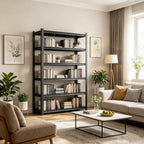 Book Shelf Metal Bookshelf 6-Tier 2400LBS Tall Bookcase Adjustable Storage Shelves Bedroom Organization and Storage Rack Display Shelves for Pantry Living Room Home Office 82"H×39.4"W×17.7"D, Black
