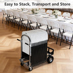Folding Chairs 6 Pack, Outdoor Plastic Sturdy Metal Folding Chairs for Outside Indoor, Portable 350 lbs Capacity Heavy Duty Foldable Commercial Seating for Picnic, Party, Patio, Office, White