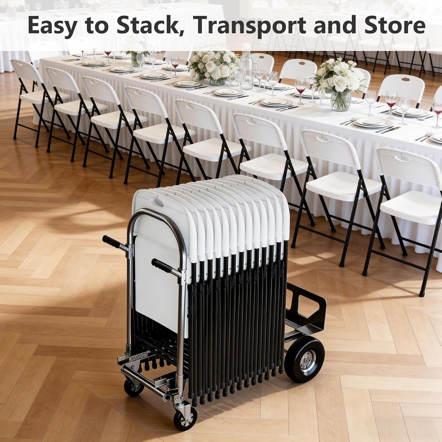 Folding Chairs 6 Pack, Outdoor Plastic Sturdy Metal Folding Chairs for Outside Indoor, Portable 350 lbs Capacity Heavy Duty Foldable Commercial Seating for Picnic, Party, Patio, Office, White
