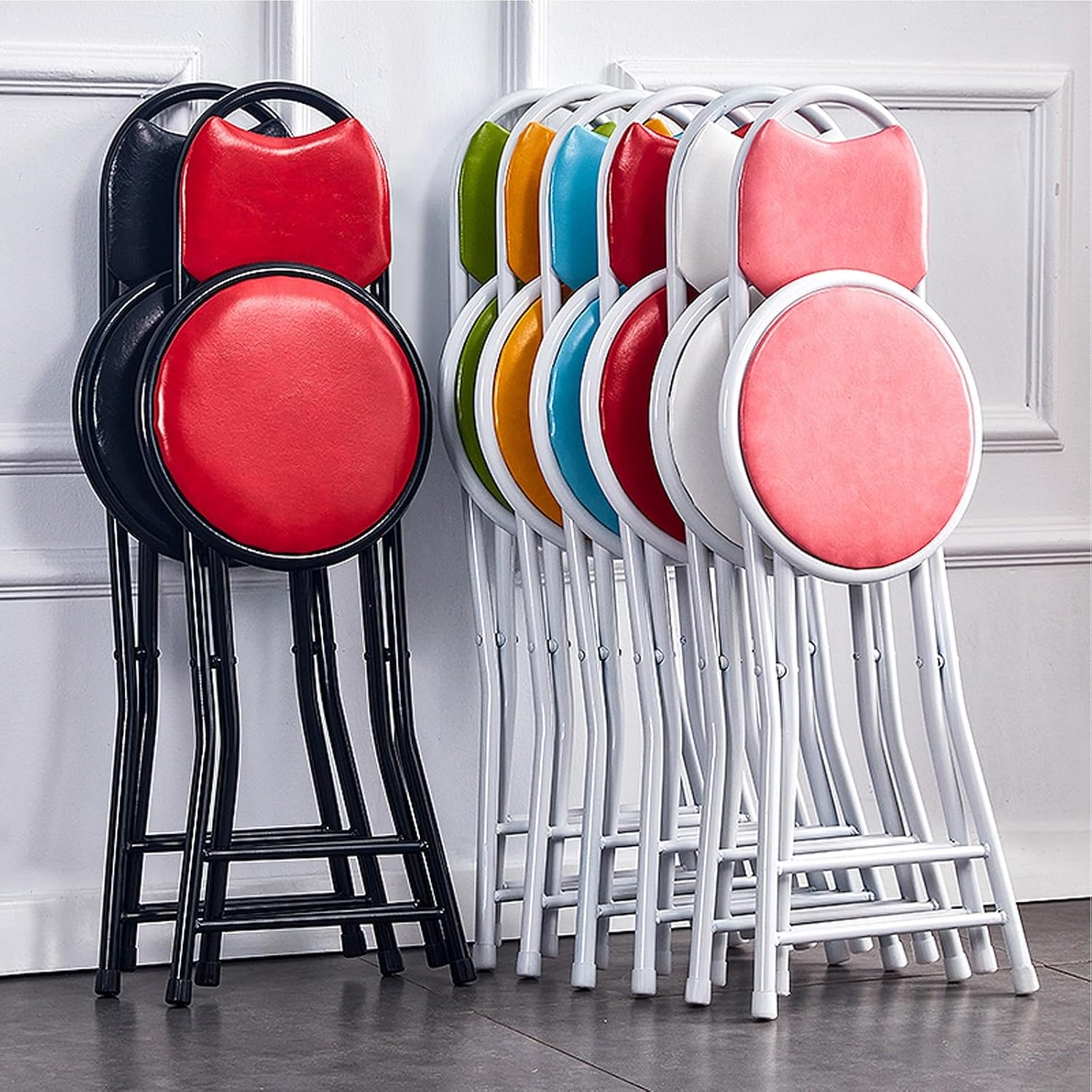 Folding Chair - Portable Chairs for Home Use High Back,Event Metal Frame, Used for Dormitory Adult Dining Stool(Blue)