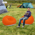 Inflatable Sofa Set, 6 Orange Chairs with Foot Pump for Home/Camping