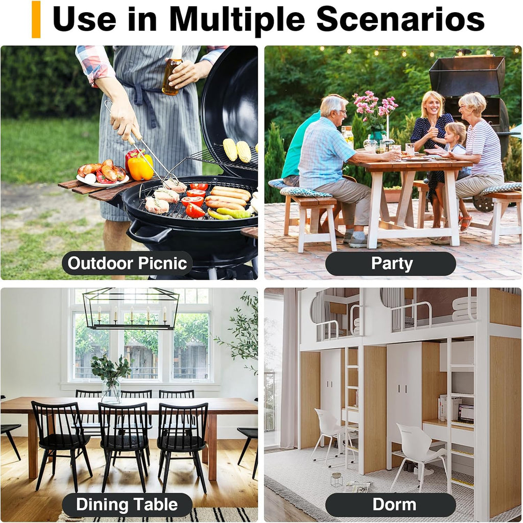 TAVR Furniture Portable Folding Chair with Handle, Heavy Duty Round Fold Stool Chair with 500lbs Capacity for Adults, 18 Inch Foldable Stool for Dorm, Kitchen, Vanity, Church and Outdoor use