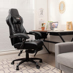 GYMAX Gaming Chair, Ergonomic Computer Chair with Footrest, Linkage Armrests & Lumbar Cushion, Big Wide High Back Video Gaming Chair, Reclining Office Rolling Chair for Adult/Teens (Gray)