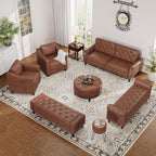 60" Storage Ottoman Bench, Faux Leather Upholstered Bed Bench with Tufted Buttons and Nailhead Trim, Large Ottoman with Storage for King Size End of Bed, Bedroom, Entryway, Hallway (brown)