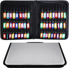 Zippered Case, Portable Organizer With Handle, Waterproof & Fireproof Binder With 54 Hooks and Tags, Key Box for Estate Sales, Hotel Executives, Landlord (Silvery)