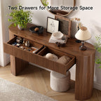 55 Inch Console Table with 2 Drawers, Fluted Entryway Tables with Storage, Sofa Table Behind The Couch, Hallway Tables, Mid-Century Modern Foyer Table for Entryway, Hallway, Living Room, Walnut