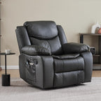 AILEEKISS Oversized Nursery Glider Recliner Rocking Chair | 90°-160° Recline Faux Leather Nursing Chair for Breastfeeding Bedroom, Massage & Heating Support，Black
