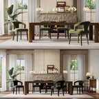 Modern Black Dining Chairs Set of 6, Velvet Upholstered Boucle Dining Chair with Arms, Accent Side Chair for Kitchen & Dining Room Living Room Restaurant Reception