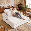 66'' Oversized Chaise Lounge Chair Soft Velvet Upholstery for Living Room, Chaise Lounge Chair Includes Cup Holders Side Pockets and USB & Type-C Charging Ports, Comfy Lounge with Sturdy Backrest
