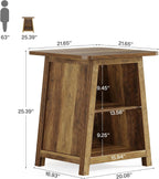 Tribesigns 3-Tier Rustic Farmhouse Wooden End Table with Open Storage Shelves, Trapezoid Angled Leg Side Table for Living Room, Small Space Friendly Sofa Side Table